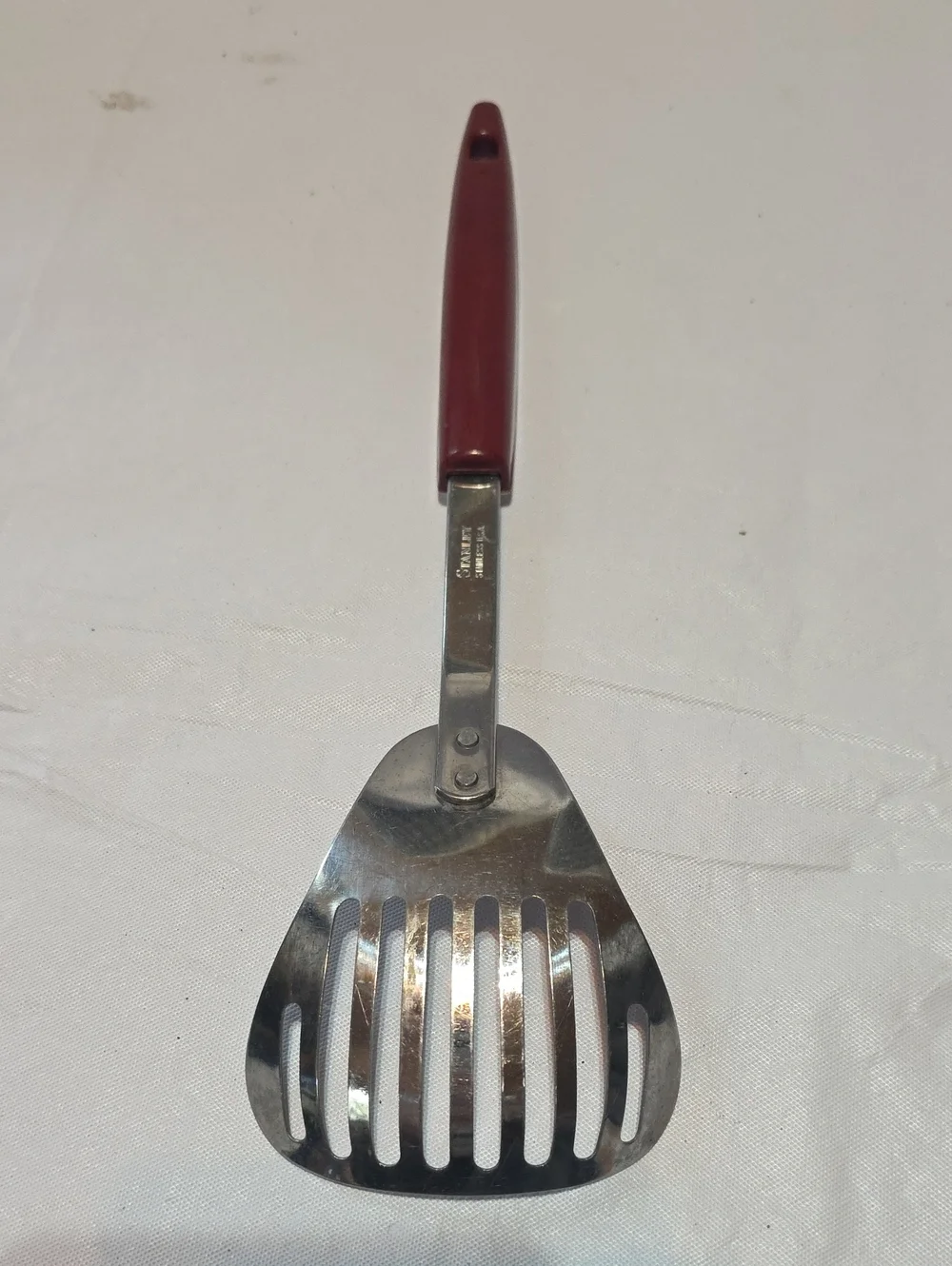Stanley VTG Kitchamajig Stainless Slotted Spatula Scoop Harvest Print Handle